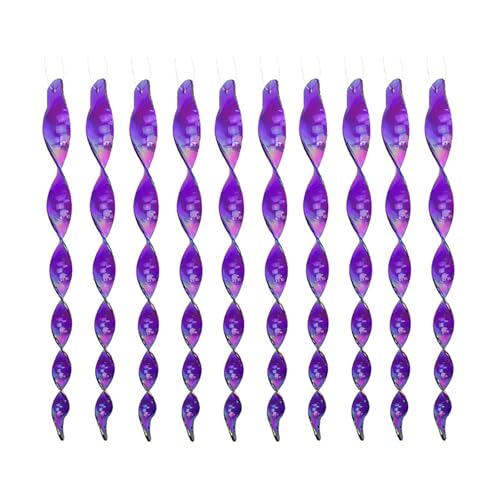 12-Inch Woodpecker Bird Repellent Stick - Decorative Windmill-Style Bird Deterrent - Keep Birds Away from Your Yard and Pool, Reflective Strips Can Be Hung as Home Decor (10 Purple)
