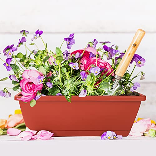 Window Box Planter,7 Pack Plastic Vegetable Flower Planters Boxes - color: Red, size: 16.6 x 7 x 5.9 inches