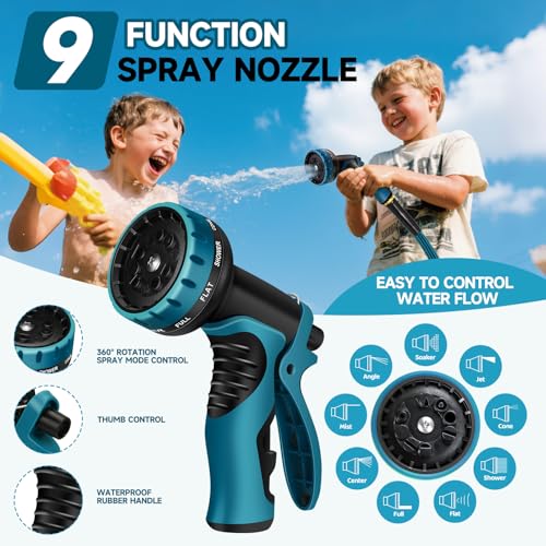 Garden Hose 100FT Non-Expandable Water Hose Lightweight Flexible Kink-Free Leak-Proof Outdoor Hose Portable Watering Pipe for Yard Lawn Camper Outside Durable Fabric with 3/4 Inch Brass Fittings - size: 100FT