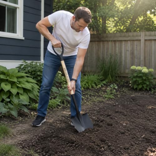 Shovel for Digging Round Point Garden 41 Inch D-Handle Wooden Handle