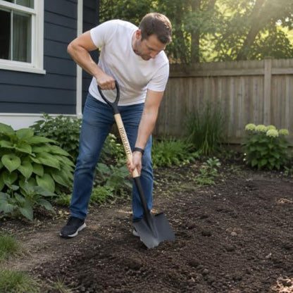 Shovel for Digging Round Point Garden 41 Inch D-Handle Wooden Handle