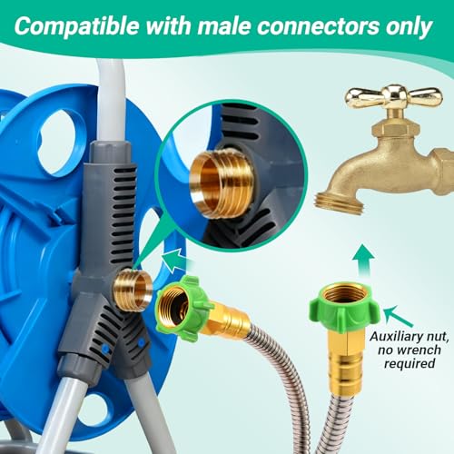 Short Metal Garden Hose with Female to Female Connector， Stainless Steel Small Leader Hose for Hose Reel, Outdoor Water Hose Extension Adapter (3 ft) - size: 3 ft
