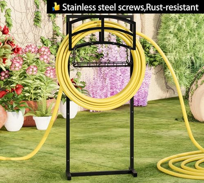Fire Beauty Heavy-Duty Portable Garden Hose Holder with Storage Basket,120+ lbs Capacity, Holds 180ft 1/2" Hose,Dual Support Rods & Rustproof Screws,Modern Geometric Design - style: Geometric Design