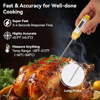 Akozon Digital Food Thermometer Automatic Calibration Pen High Accuracy Electronic Pocket Thermometer Yellow Home and Family Appliance and Decor - color: Yellow