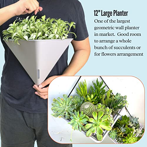 LaLaGreen Wall Planter (12in, 4 Pack) Large Indoor Self Watering Flower Pot - color: White X 2 Pack & Gray X 2 Pack