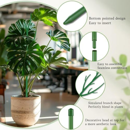 SupKing 8 pcs Adjustable Monstera Plant Support Garden Stakes Stackable Branch Plant Stakes for Indoor Plants, Vine, Photos, Climbing and Potted Plants Come with 30 Pcs Plant Twist Tie