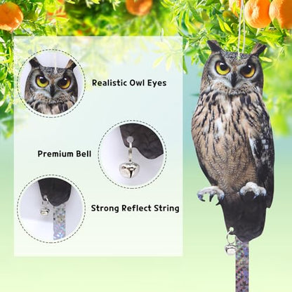 3PCS Flat Hanging Fake Owl to Scare Pigeon Away from Patio - color: Grey Owl 3pcs