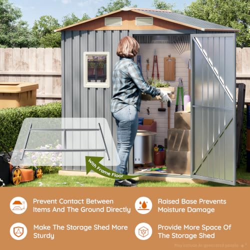 Verdeluxe 6x4FT Multi-Used Outdoor Storage Shed with Frame Floor - size: 6*4FT(Base Included)