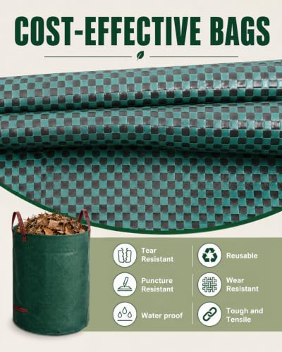 3 Pack 132 Gallon Lawn and Leaf Bags, Heavy Duty Reusable Yard Waste Bags - color: Green-132Gal, size: 1 Count (Pack of 3)