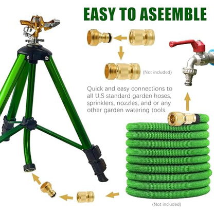 LIULO TOOL Impact Sprinkler on Tripod Base, 6 Pack Tripod Sprinklers with Brass Head, 360 Degree Large Area Irrigation with Extension Legs Flip Locks, Heavy Duty 3/4" Connector for Lawn Yard Garden - size: 6 Pack
