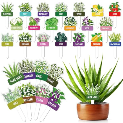 20 Pcs Acrylic Plant Labels Vegetables Design Waterproof Marker