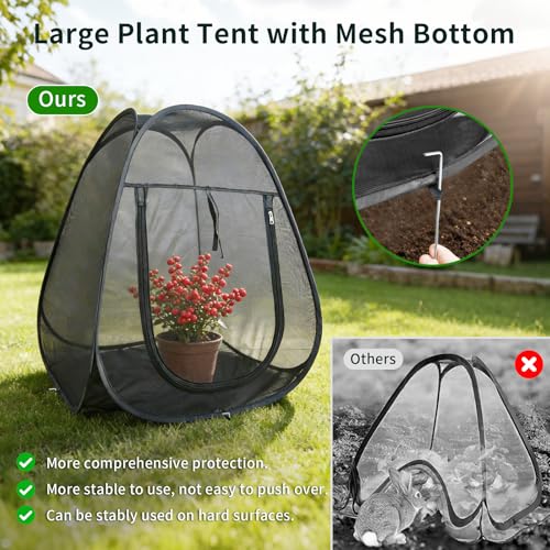 1PC Large Netting Tent for Garden Protection, Mesh Plant Cover from Animals - color: Black 1pc