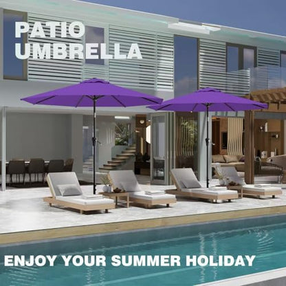 AreShark 9FT Outdoor Patio Umbrella with Tilt and Crank, Dark Purple - color: Dark Purple, size: 9ft