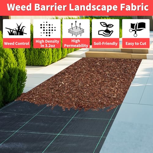 6ft x 300ft Landscape Fabric -Heavy Duty Weed Barrier Fabric for Landscaping, Weed Blocker Cloth,Geotextile Fabric for Garden, Driveway & Ground Cover, Garden Weed Mats,Grid Design - size: 6ft x 300ft