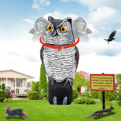 Owl Decoys to Scare Birds Away, Waterproof Owl Statue for Garden - size: Small