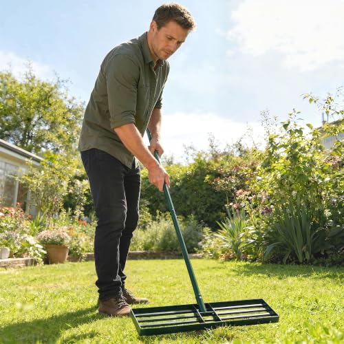 Outsunny Lawn Leveling Rake, 30" x 10" Heavy Duty with 66.5" Handle - size: 30" x 10"