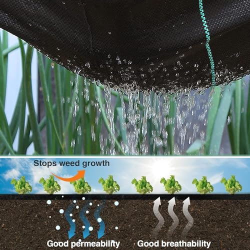 PAMASE Landscape Weed Barrier Fabric - 40pcs Tear-Proof Gaskets, 40pcs Garden Stakes, Pick Hook, 3.2oz Heavy Duty Outdoor Ground Cover Weed Cloth Control - 3 x 100ft - size: 3 x 100ft