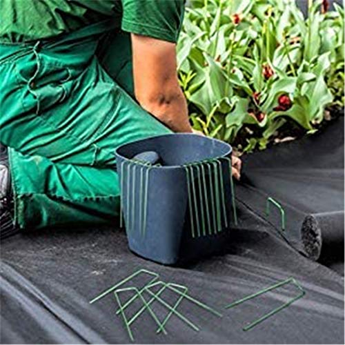 Yeasing Garden Pegs Pins Ground Stakes Staples Spikes U Shaped Landscape Securing Nail Pin Lawn Fabric Netting Matting 6Inch 20PCS - size: 6 inch