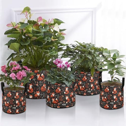 10 Gallon Grow Bags 1 Pack Plant Fabric Pots Flower Nursery Garden Vegetable Small Plant Pot 16.1 x 11.8 in Large Indoor Planter with Handles Black Foxes Mushrooms - color: Black Foxes Mushrooms, size: XL16.1x11.8in