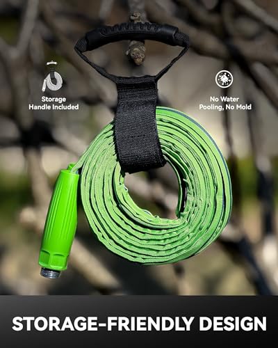RAINPOINT Garden Hose 50FT with 10-Pattern Spray Nozzle, 60% Lighter Non-Expanding Water Hose with TPE Inner Tube, Ultra-Light Flexible Anti-Kink Hose, 800D Oxford Fabric, 450PSI Burst, 3/4" Fittings