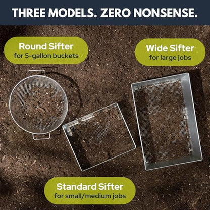 Round Soil Sifter, 1/8-inch Stainless Steel Sieve with Handles - size: 1/8 inch
