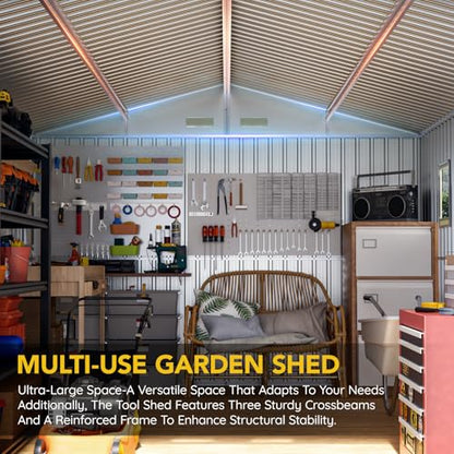 Verdeluxe 10x12x7.4FT Multi-Used Shed & Outdoor Storage Shed with Base - size: 10*12FT (Base Included)