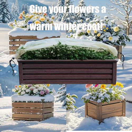 EJW Planter Cover, Plant Covers Freeze Protection,2 Pack 59.2"*17.7"x15.7" Planter Covers for Winter, Frost Cloths for Outdoor Plants, Raised Bed Covers for Winter. - size: 2PCS-59.2*17.7*15.7(inch)