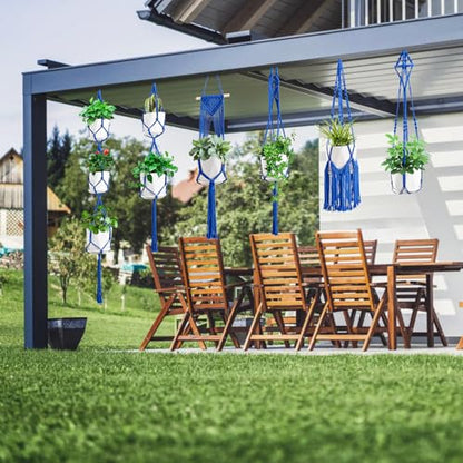 SFENNGPET Macrame Plant Hangers, 6Pack Hanging Planters for Indoor Plants - color: Navy Blue