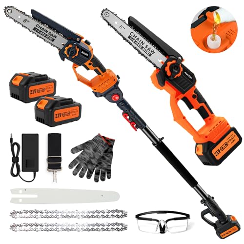 2-in-1 Electric Pole Saw & Mini Chainsaw for Tree Trimming, 8 Inch - color: Orange, size: 8inch