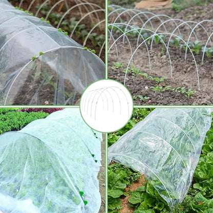 YAYODS 72 Pcs Garden Hoops for Raised Beds, 12 Sets of 8 Ft Long Greenhouse Hoops Grow Tunnel Rust-Free Fiberglass Support Hoops Frame for Netting, DIY Plant Support Garden Stakes for Row Cover