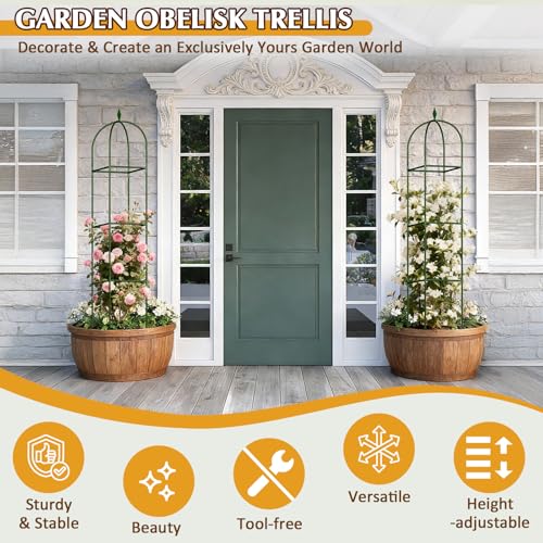Garden Trellis for Climbing Plants, Tomato Cage, Rose, Flowers, Grape, Pea, Cucumber Trellis, Rustproof Plastic Coated Metal Plant Support for Potted Plants Indoor Outdoor - 1PC Plant Trellis - color: Green (Square)