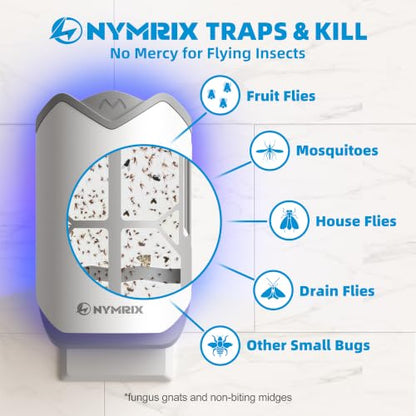 Nymrix Flying Insect Trap, Plug-in Indoor Fly Trap for Fruit Flies & Gnats
