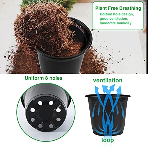 Augshy 150 Pcs 4" Black Plastic Plants Nursery Pot,Seed Starting Pots - size: 4 Inches