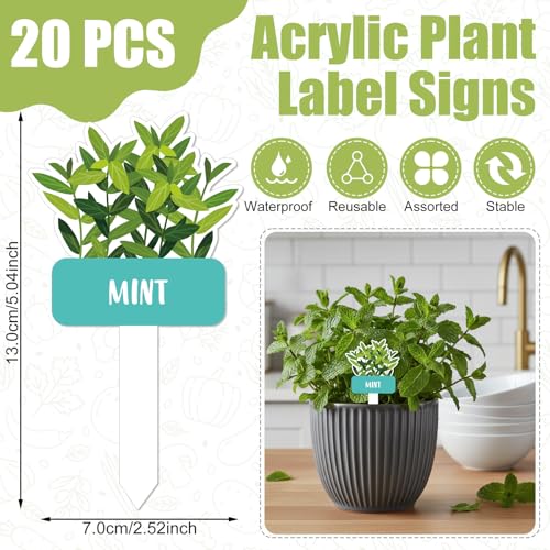 20 Pcs Acrylic Plant Labels Vegetables Design Waterproof Marker