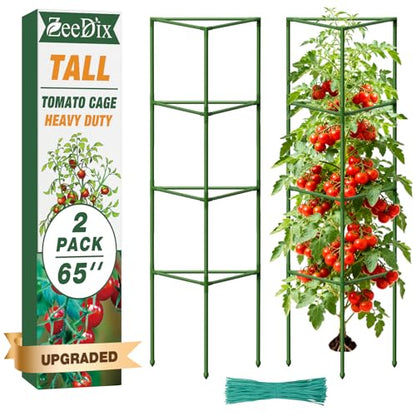 ZeeDix 65 Inch Heavy Duty Tall Tomato Cages for Garden 2 Pack - size: 65"-2 Pack