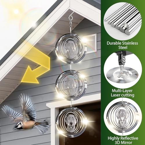 CHONOVO 12 Discs 4 Set Bird Deterrents for Outside, Dog Wind Spinner - size: Labrador (12 Discs 4 Pcs)