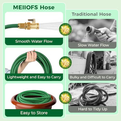 30FT Heavy Duty Garden Hose, Non-Expandable Flexible Kink-Resistant Water Hose, High-Density Fabric, Leak-Proof Metal Connector for Patio Lawn Car Wash - size: 30FT