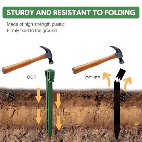 Mudder 50 Pcs Plastic Landscape Stakes Edging Spikes for Garden,Green - color: Green