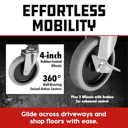 Powerbuilt Heavy-Duty Utility Rolling Seat Upgraded with Padding, Sturdy Locked in Trays, Premium Wheels for Garage Work - Grey 642924ECE - size: Foam Cushion