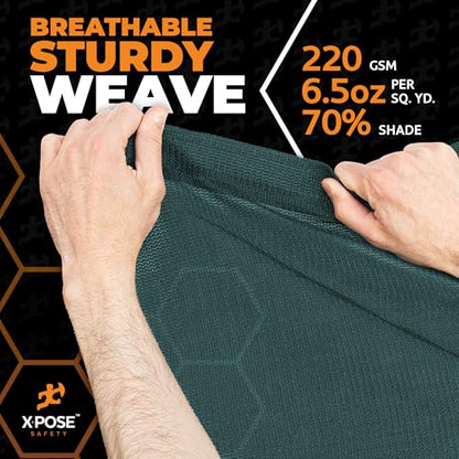 Xpose Safety Heavy Duty Green Mesh Tarp 10' x 16' – 70% Sunblock Shade Cloth with Grommets for Garden, Fence, Privacy Screen, Canopies, Dump Trucks, Pool Cover – Tear & Weather Resistant - color: Green, size: 10' X 16'