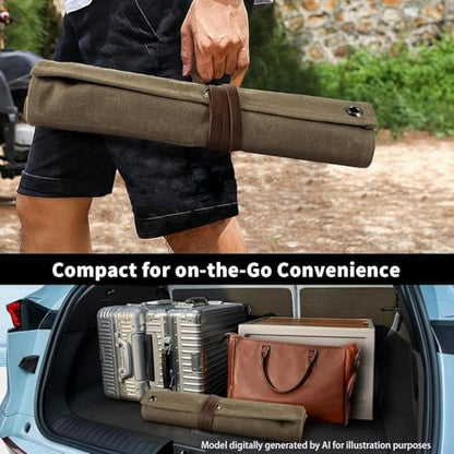 Chisel Roll,Small Tool Roll Pouch,Tool Roll Bag Organizer, Heavy Duty Waxed Canvas Tool Bag, Multi-Purpose Roll-Up Storage Bag for Hand Tools Holder with 6 Pockets Wrench Roll Up Pouch - color: Brown