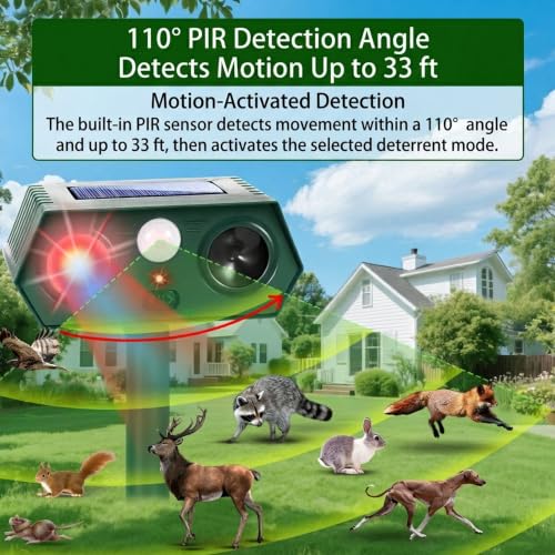Sonic Fortress Pro Deer Repellent, 4Pack Solar Animal Repeller Outdoor