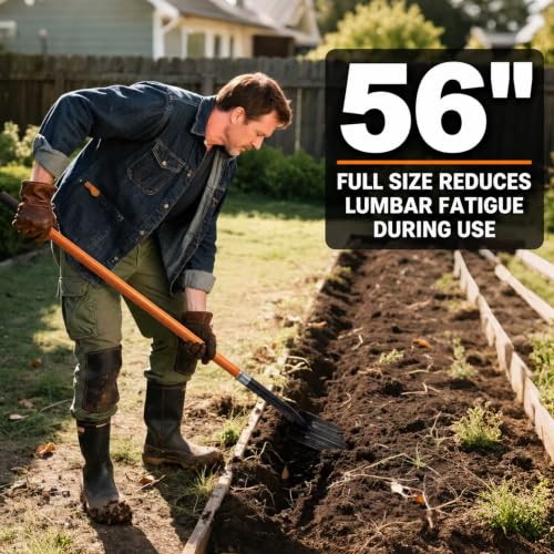 VNIMTI Trench Shovel for Digging, 4-Inch Trenching Shovel with Fiberglass Handle, 56 Inches