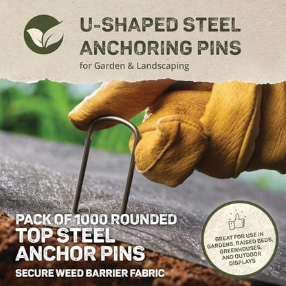 DeWitt 6 Inch U-Shaped Rounded Top Steel Anchor Pins, Silver, 100 Count