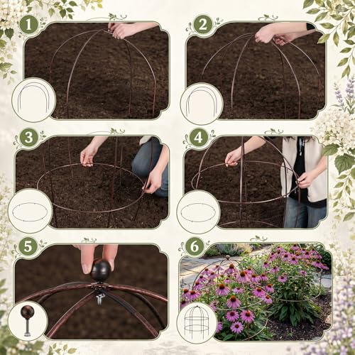 2 pcs 20-1/4" x 26" H Bronze Bird Cage Plant Support Heavy Duty Metal Bird Cage Plant Support Large Outdoor Garden Trellis for Peonies, Baptisia, Sedum & Other Perennials - size: 26 "X 20.25"