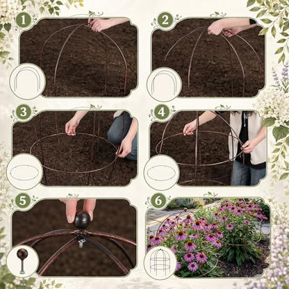 2 pcs 20-1/4" x 26" H Bronze Bird Cage Plant Support Heavy Duty Metal Bird Cage Plant Support Large Outdoor Garden Trellis for Peonies, Baptisia, Sedum & Other Perennials - size: 26 "X 20.25"