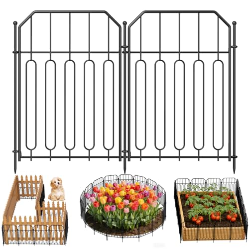 Goovilla Garden Fence, Total 25ft(L) x 21in(H), 25 Pcs, Rustproof Metal - size: Square arch with Curved
