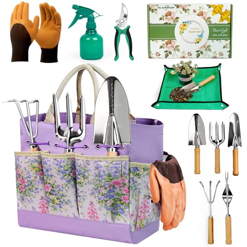 Garden Tool Set, 10 PCS Gardening Tools/Kit for Women,Gardener Gift - color: Purple