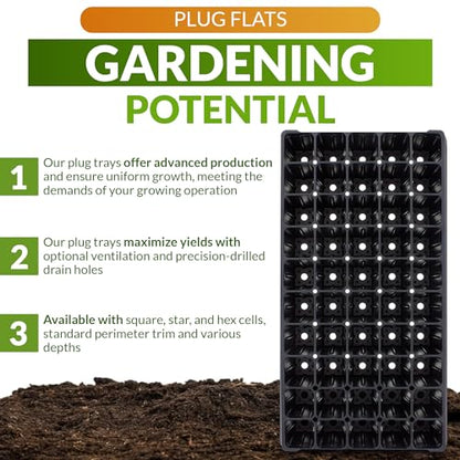 IGC Greenhouse Megastore Plant Plug Trays - 50 Cells, 100 Pack - Plastic Seed Starting Cell Plug Flats for Plants & Microgreens Germination - Planting Trays for Seedlings Reusable Heavy Duty - size: 50 cells