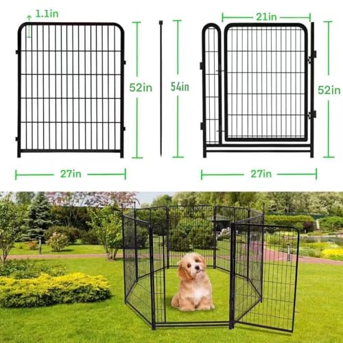Getlay 52in High Tall Garden Fences, 21 inches Wide with Low Sills, 6 Panels Total 13.3 Ft(L),Dog Fence Outdoor for Yard, Animal Barrier Fence，Fencing for Garden Beds. Pet Fencing Border - size: 52''(H)-6panels-13.3ft(L)